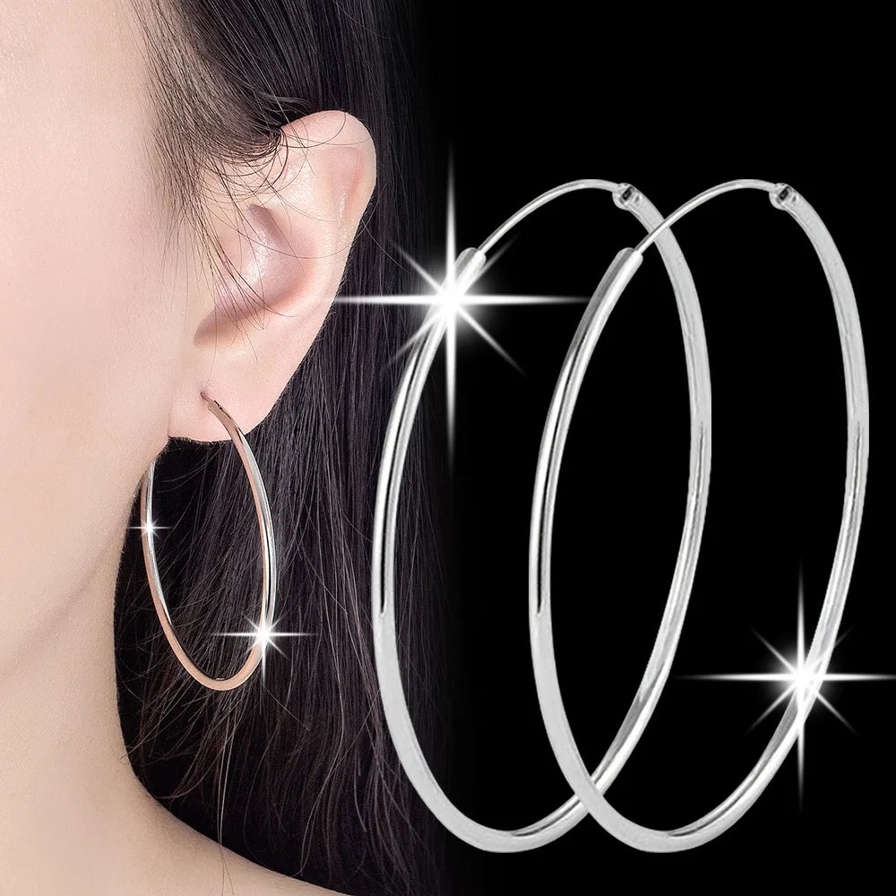 Round Hoop Earrings Sterling Silver For Women styles