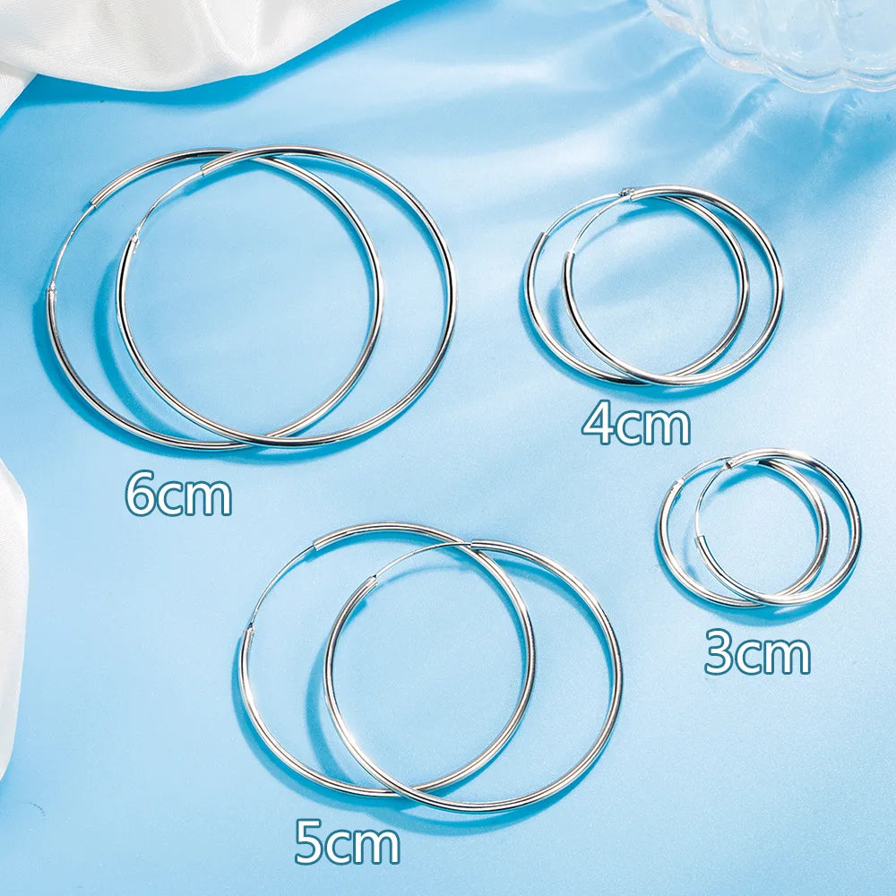 Round Hoop Earrings Sterling Silver For Women styles